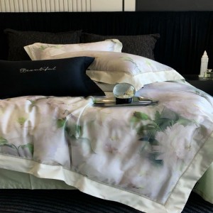 100s Australian cotton green digital printing quilt cover bed sheets bedding set
