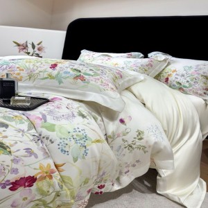 High End Custom Floral Digital Printing Duvet Quilt Cover Lyocell Bed Sheets Bedding Set
