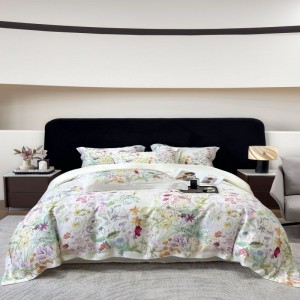 High End Custom Floral Digital Printing Duvet Quilt Cover Lyocell Bed Sheets Bedding Set