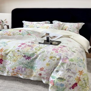 High End Custom Floral Digital Printing Duvet Quilt Cover Lyocell Bed Sheets Bedding Set