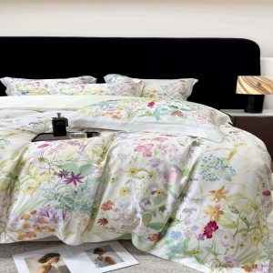 High End Custom Floral Digital Printing Duvet Quilt Cover Lyocell Bed Sheets Bedding Set