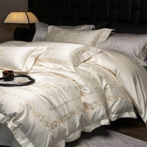100s Australian cotton floral embroidery quilt cover white bed sheets sabanas custom bedding set