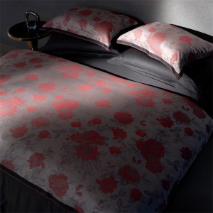Hot selling red jacquard bed linen 1.8m coverlets cotton pillow shams fluffy duvet cover queen size bedding set supplier