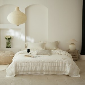 Wholesale white lyocell fiber solid color bedroom bedding hot selling home hotel textile bedding sets