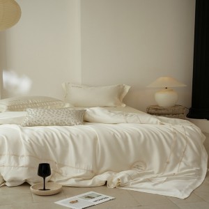 Wholesale white lyocell fiber solid color bedroom bedding hot selling home hotel textile bedding sets