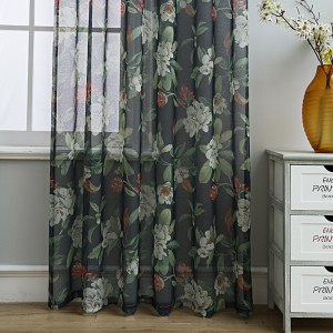 American-style printed cotton and linen gauze curtains, small semi-blackout curtains