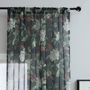 American-style printed cotton and linen gauze curtains, small semi-blackout curtains