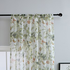 American-style printed cotton and linen gauze curtains, small semi-blackout curtains
