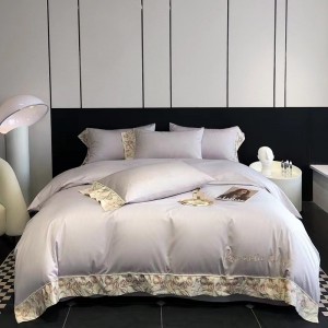 100 count Australian cotton floral embroidered quilt cover light luxury light color bedding set