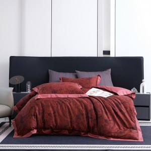 Red elegant elegant satin digital print four-piece set