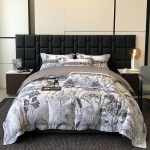 Elegant Lenzing Tencel Cotton Digital Print Wide-Brim Four-Piece Set