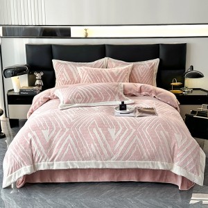 Autumn and winter household milk velvet carved four-piece set