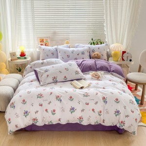 Washed cotton bubble cotton printed regular four-piece set
