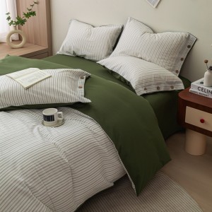 jacquard simple striped washed cotton button four-piece set