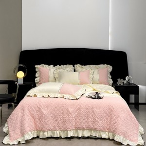 Exquisite washed ice silk embossed summer quilt four-piece set