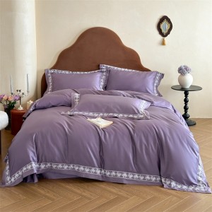 Pure color high-grade 50s double-strand long-staple cotton four-piece set