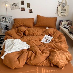 Hot-selling ins style super soft wrinkled skin-friendly brushed washed cotton four-piece set