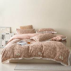 New double-layer gauze crinkled cotton trim Korean-style four-piece set