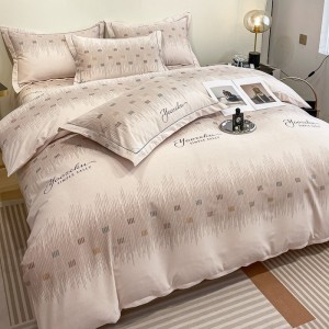 Thickened brushed cotton printed comforter quilt cover bed sheets four-piece bedding set