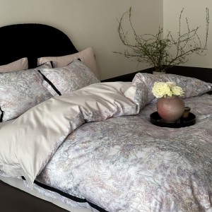 A Class Long Staple Cotton Bed Sheets Digital Plant Printing Duvet Quilt Comforter Cover Pillowcases Pink Designer Bedding Set
