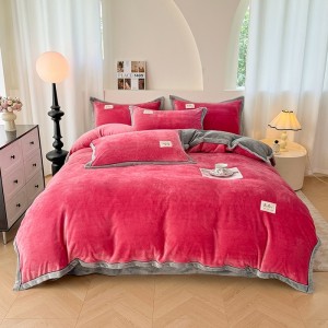 New high-weight solid-color milk velvet wide-brimmed crafted four-piece set