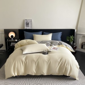 Atmospheric high-end pure cotton pure color double stitching series four-piece set