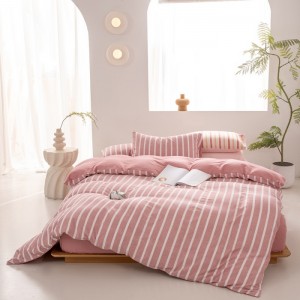 Stylish wide striped washed cotton four-piece set