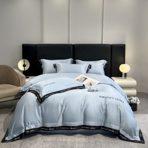 Category A digital wide-edge embroidered washed silk Tencel four-piece set