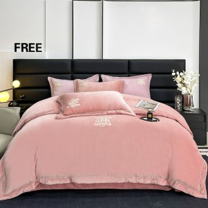 260g thickened full-process matte warm lace embroidery milk velvet four-piece set
