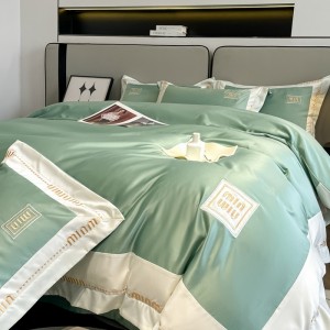 Category A washed silk Tencel embroidered wide-edge four-piece set