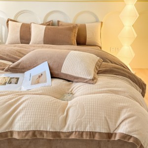 Household milk velvet light luxury wide-edge embroidery four-piece set