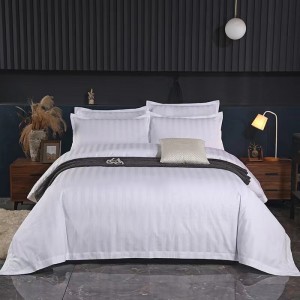 High-end new chain hotel four-piece set 40-count pure cotton satin strip five-star hotel hotel four-piece set