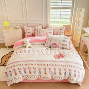 New milk velvet printed multi-color four-piece set