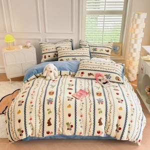 New milk velvet printed multi-color four-piece set