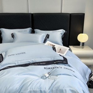 Category A digital wide-edge embroidered washed silk Tencel four-piece set