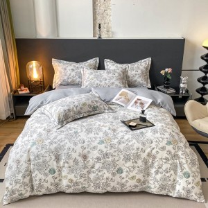 High-end cotton jet thickened brushed printed four-piece set