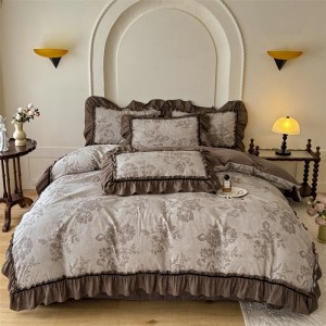 New autumn/winter retro high-end jacquard washed linen, linen, and cotton four-piece set