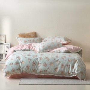 New double-layer gauze crinkled cotton trim Korean-style four-piece set