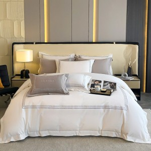 Pure cotton thickened brushed four-piece set pure cotton hotel style bed sheet embroidered bedding
