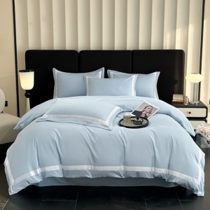 White and black hotel skin-friendly cotton woven washed brushed hotel style four-piece set