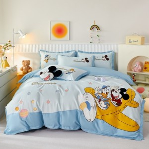 Double-strand long-staple cotton cartoon applique embroidery four-piece set