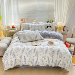 Washed cotton bubble cotton printed regular four-piece set