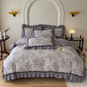 New autumn/winter retro high-end jacquard washed linen, linen, and cotton four-piece set