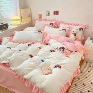 Autumn and winter new Korean princess style milk velvet four-piece set