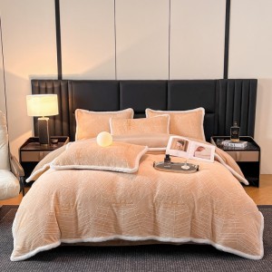 Elegant New Rabbit Fur Plush Edge Carved Four-Piece Set