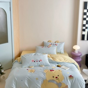 Delicate skin-friendly children’s long-staple cotton applique embroidery four-piece set