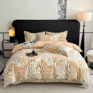 Exquisite brushed cotton four-piece set with air-jet printing
