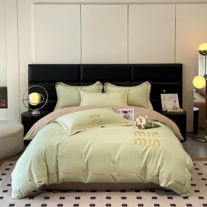 Atmospheric skin-friendly cotton ribbon embroidery light luxury four-piece suit