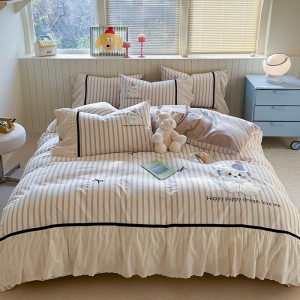 Applique embroidery printed pure cotton washed cotton printed four-piece set