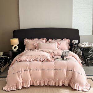 Light luxury style ruffled velvet embroidery four-piece set